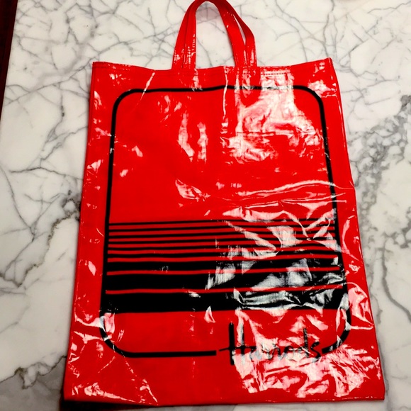 Harrods Bags Harrods Vintage Bright Red And Black Shopping Bag 983